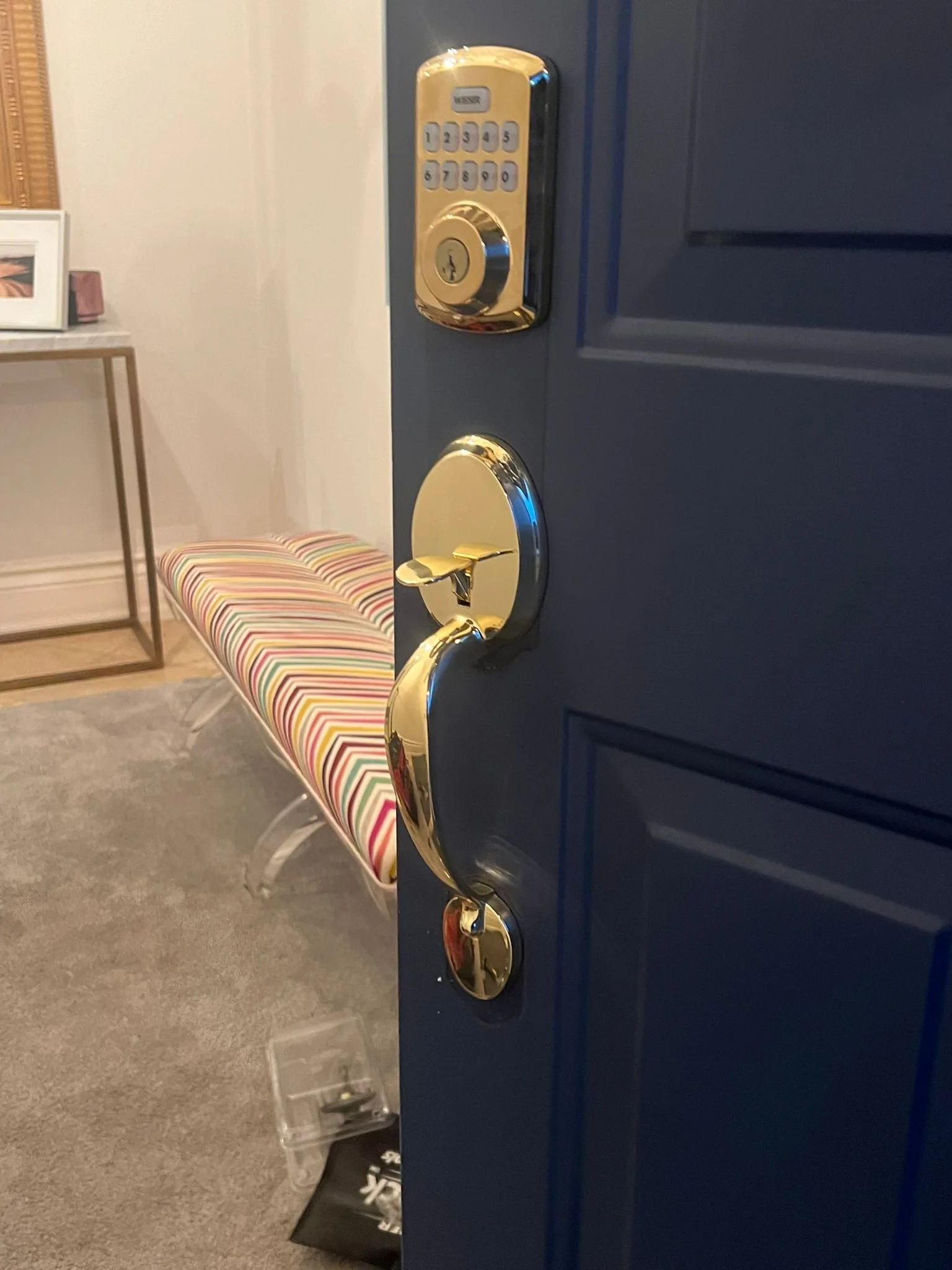 Keypad lock fitted to a residential entry door in the Greater Toronto Area